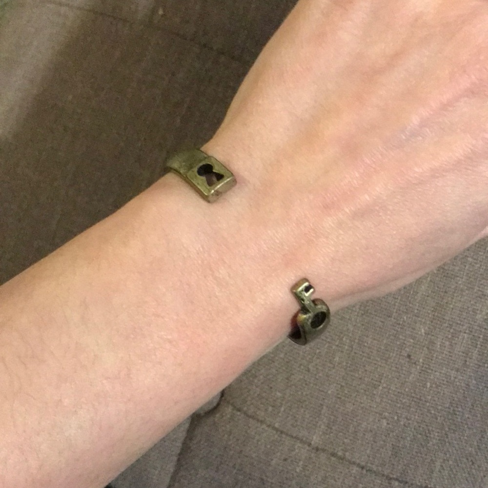 Jewelmint antique brass key and lock cuff